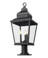 Three Light Outdoor Pier Mount by Z-Lite - Raphael Collection, Sand Black Finish - 5029PHBR-533PM-BK