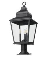Three Light Outdoor Pier Mount by Z-Lite - Raphael Collection, Sand Black Finish - 5029PHBR-533PM-BK