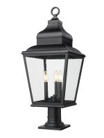 Three Light Outdoor Pier Mount by Z-Lite - Raphael Collection, Sand Black Finish - 5029PHBR-533PM-BK