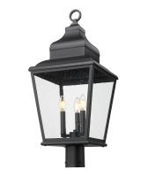 Three Light Outdoor Post Mount by Z-Lite - Raphael Collection, Sand Black Finish - 5029PHBR-BK