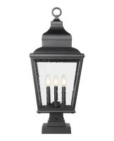 Three Light Outdoor Pier Mount by Z-Lite - Raphael Collection, Sand Black Finish - 5029PHBS-SQPM-BK