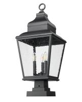 Three Light Outdoor Pier Mount by Z-Lite - Raphael Collection, Sand Black Finish - 5029PHBS-SQPM-BK
