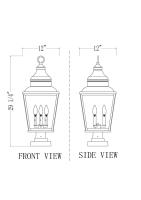 Three Light Outdoor Pier Mount by Z-Lite - Raphael Collection, Sand Black Finish - 5029PHBS-SQPM-BK