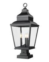 Three Light Outdoor Pier Mount by Z-Lite - Raphael Collection, Sand Black Finish - 5029PHBS-SQPM-BK