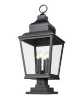 Four Light Outdoor Pier Mount by Z-Lite - Raphael Collection, Sand Black Finish - 5029PHXLS-LSQPM-BK