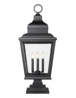 Four Light Outdoor Pier Mount by Z-Lite - Raphael Collection, Sand Black Finish - 5029PHXLS-LSQPM-BK