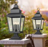 Four Light Outdoor Pier Mount by Z-Lite - Raphael Collection, Sand Black Finish - 5029PHXLS-LSQPM-BK