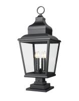 Four Light Outdoor Pier Mount by Z-Lite - Raphael Collection, Sand Black Finish - 5029PHXLS-LSQPM-BK