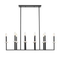 Ten Light Linear Chandelier by Z-Lite - Gaultier Collection, Matte Black + Modern Gold Finish - 6100-10L-MB