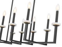 Ten Light Linear Chandelier by Z-Lite - Gaultier Collection, Matte Black + Modern Gold Finish - 6100-10L-MB