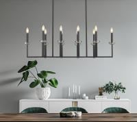 Ten Light Linear Chandelier by Z-Lite - Gaultier Collection, Matte Black + Modern Gold Finish - 6100-10L-MB