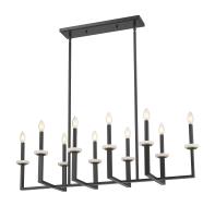 Ten Light Linear Chandelier by Z-Lite - Gaultier Collection, Matte Black + Modern Gold Finish - 6100-10L-MB