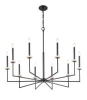 Ten Light Chandelier by Z-Lite - Gaultier Collection, Matte Black + Modern Gold Finish - 6100-10MB