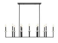 12 Light Linear Chandelier by Z-Lite - Gaultier Collection, Matte Black + Modern Gold Finish - 6100-12L-MB
