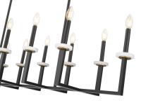 12 Light Linear Chandelier by Z-Lite - Gaultier Collection, Matte Black + Modern Gold Finish - 6100-12L-MB