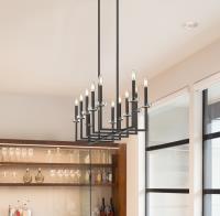 12 Light Linear Chandelier by Z-Lite - Gaultier Collection, Matte Black + Modern Gold Finish - 6100-12L-MB