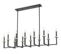12 Light Linear Chandelier by Z-Lite - Gaultier Collection, Matte Black + Modern Gold Finish - 6100-12L-MB