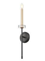 One Light Wall Sconce by Z-Lite - Gaultier Collection, Matte Black + Modern Gold Finish - 6100-1S-MB