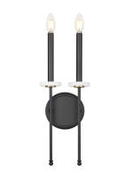 Two Light Wall Sconce by Z-Lite - Gaultier Collection, Matte Black + Modern Gold Finish - 6100-2S-MB