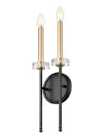 Two Light Wall Sconce by Z-Lite - Gaultier Collection, Matte Black + Modern Gold Finish - 6100-2S-MB