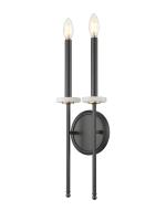Two Light Wall Sconce by Z-Lite - Gaultier Collection, Matte Black + Modern Gold Finish - 6100-2S-MB