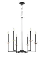 Six Light Chandelier by Z-Lite - Gaultier Collection, Matte Black + Modern Gold Finish - 6100-6MB
