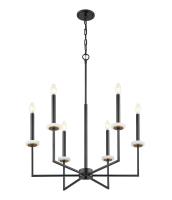 Six Light Chandelier by Z-Lite - Gaultier Collection, Matte Black + Modern Gold Finish - 6100-6MB