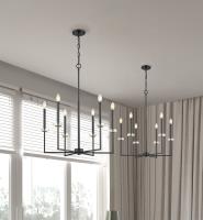 Six Light Chandelier by Z-Lite - Gaultier Collection, Matte Black + Modern Gold Finish - 6100-6MB