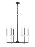 Six Light Chandelier by Z-Lite - Gaultier Collection, Matte Black + Modern Gold Finish - 6100-6MB