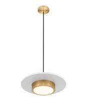 LED Pendant by Z-Lite - Ludo Collection, Matte White + Modern Gold Finish - 829P16-MW-MGLD-LED