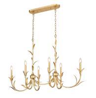 Six Light Linear Chandelier by Z-Lite - Aslin Collection, Gold Leaf Finish - 830-44L-GLF