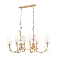 Six Light Linear Chandelier by Z-Lite - Aslin Collection, Gold Leaf Finish - 830-44L-GLF