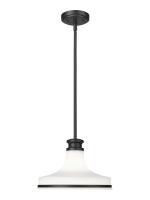 One Light Pendant by Z-Lite - Reznor Collection, Matte Black Finish - 831P12-MB