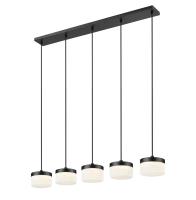 LED Linear Chandelier by Z-Lite - Renaud Collection, Matte Black Finish - 827P6-5L-MB-LED