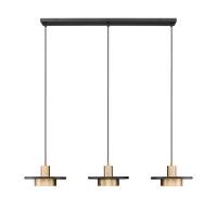 LED Linear Chandelier by Z-Lite - Ludo Collection, Matte Black + Modern Gold Finish - 829P12-3L-MB-MGLD-LE