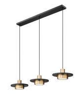 LED Linear Chandelier by Z-Lite - Ludo Collection, Matte Black + Modern Gold Finish - 829P12-3L-MB-MGLD-LE