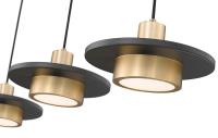 LED Linear Chandelier by Z-Lite - Ludo Collection, Matte Black + Modern Gold Finish - 829P12-3L-MB-MGLD-LE