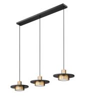 LED Linear Chandelier by Z-Lite - Ludo Collection, Matte Black + Modern Gold Finish - 829P12-3L-MB-MGLD-LE
