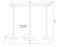 LED Linear Chandelier by Z-Lite - Ludo Collection, Matte Black + Modern Gold Finish - 829P12-3L-MB-MGLD-LE