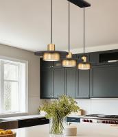 LED Linear Chandelier by Z-Lite - Ludo Collection, Matte Black + Modern Gold Finish - 829P12-3L-MB-MGLD-LE