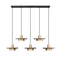 LED Linear Chandelier by Z-Lite - Ludo Collection, Matte Black + Modern Gold Finish - 829P12-5L-MB-MGLD-LE