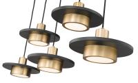 LED Linear Chandelier by Z-Lite - Ludo Collection, Matte Black + Modern Gold Finish - 829P12-5L-MB-MGLD-LE