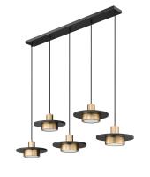 LED Linear Chandelier by Z-Lite - Ludo Collection, Matte Black + Modern Gold Finish - 829P12-5L-MB-MGLD-LE