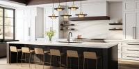 LED Linear Chandelier by Z-Lite - Ludo Collection, Matte Black + Modern Gold Finish - 829P12-5L-MB-MGLD-LE