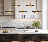 LED Linear Chandelier by Z-Lite - Ludo Collection, Matte Black + Modern Gold Finish - 829P12-5L-MB-MGLD-LE