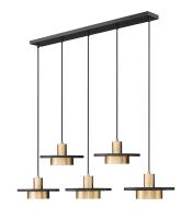 LED Linear Chandelier by Z-Lite - Ludo Collection, Matte Black + Modern Gold Finish - 829P12-5L-MB-MGLD-LE