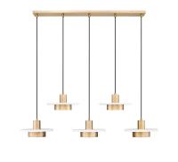 LED Linear Chandelier by Z-Lite - Ludo Collection, Matte White + Modern Gold Finish - 829P12-5L-MW-MGLD-LE