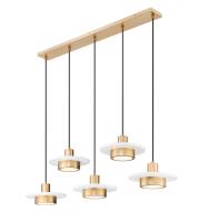 LED Linear Chandelier by Z-Lite - Ludo Collection, Matte White + Modern Gold Finish - 829P12-5L-MW-MGLD-LE