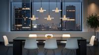 LED Linear Chandelier by Z-Lite - Ludo Collection, Matte White + Modern Gold Finish - 829P12-5L-MW-MGLD-LE