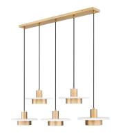 LED Linear Chandelier by Z-Lite - Ludo Collection, Matte White + Modern Gold Finish - 829P12-5L-MW-MGLD-LE